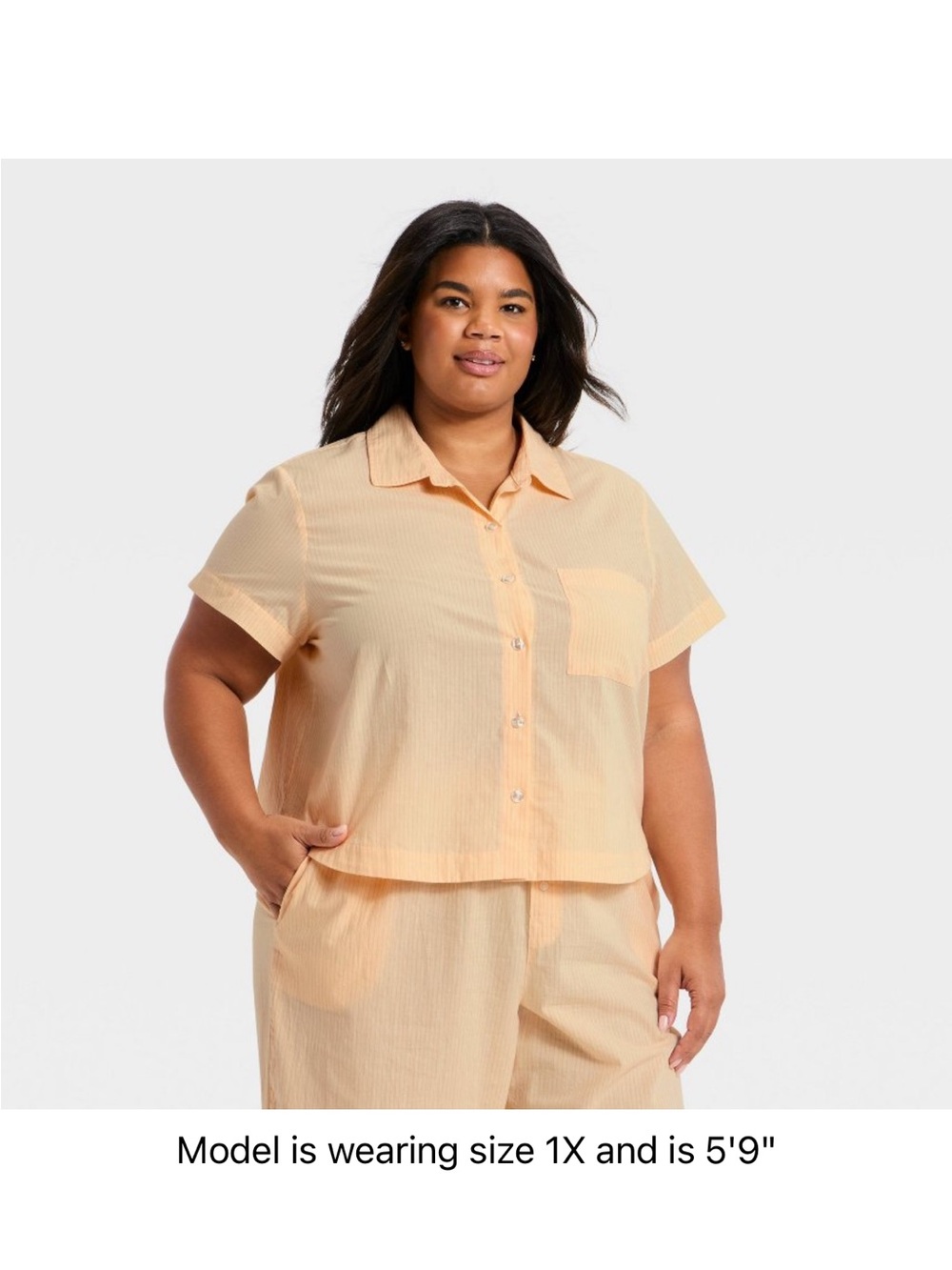 Women’s Striped Cotton Blend Short Sleeve Pajama Shirt Auden Peach Stripe